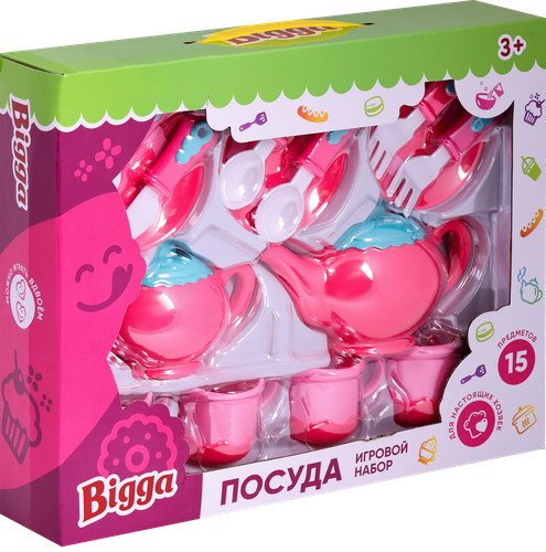 Игровой набор BIGGA Посуда 15 предметов, Арт. RU000029, картинка