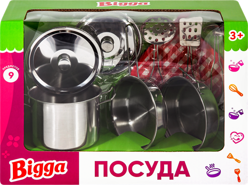 Игровой набор BIGGA Посуда, 9 предметов, Арт. LK924067, крупный план