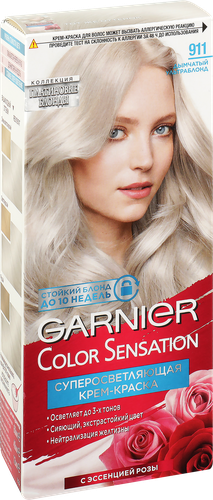 Краска для волос GARNIER Color Sensation Платиновый Блонд 911 Дымчатый ультраблонд, 110мл, крупный план