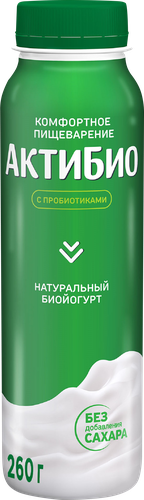 Биойогурт питьевой АКТИБИО Натуральный 1,8%, без змж, 260г, вид
