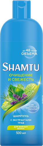 Шампунь для волос SHAMTU Глубокое очищение и свежесть с экстрактами трав, 500мл, фотография