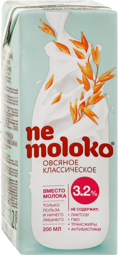 Напиток овсяный NEMOLOKO Классический, 200мл, крупный план