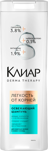 Шампунь для волос СLEAR Derma therapy Легкость от корней, освежающий, 380мл, изображение