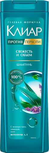Шампунь для волос КЛИАР Свежесть и объем, против перхоти, 400мл, крупный план