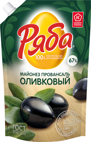 Майонез РЯБА Оливковый 67%, 630г, детальное фото