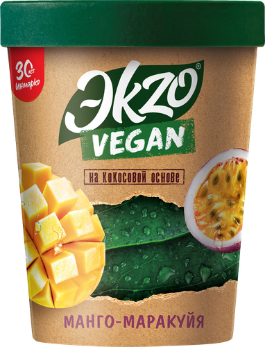 Десерт замороженный ЭKZO Веган Манго-маракуйя, картонный стакан, 270г, детальное фото