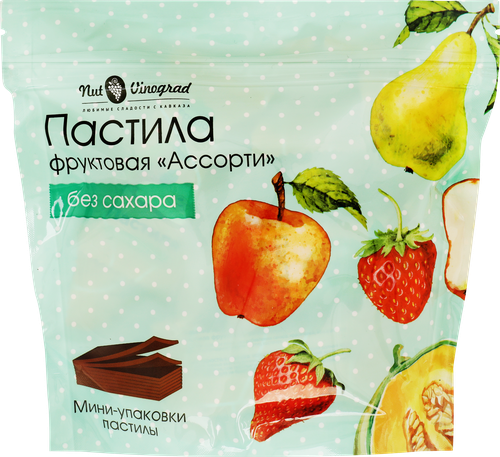 Пастила NUT VINOGRAD Ассорти, яблоко, дыня, клубника и груша, без сахара, 200г, вид