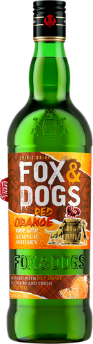 Напиток спиртной FOX & DOGS Red Orange, зерновой дистиллированный купажированный со вкусом красного апельсина 35%, 0.7л, вид