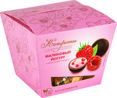 Конфеты Малиновый йогурт в молочной глазури, 130г, фотография