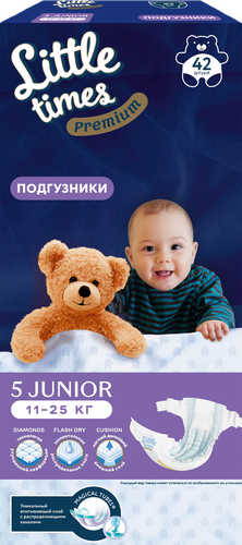 Подгузники LITTLE TIMES Premium Junior 15–25кг, 42шт, вид