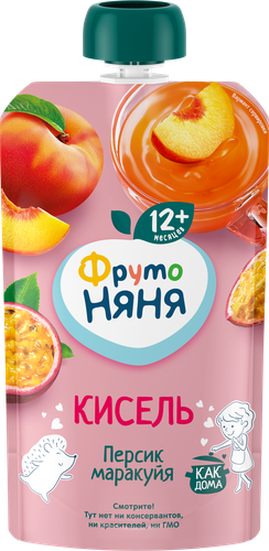 Кисель фруктовый ФРУТОНЯНЯ Персик и маракуйя, с 12 месяцев, 130мл, картинка