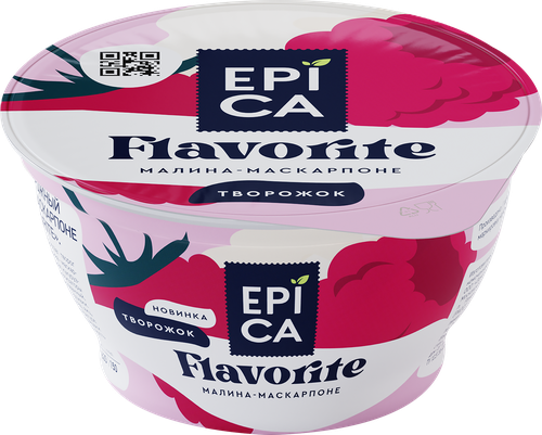 Десерт творожный EPICA Flavorite Малина, маскарпоне 7,7%, без змж, 130г, картинка