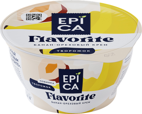 Десерт творожный EPICA Flavorite Банан, ореховый крем 7,6%, без змж, 130г, изображение