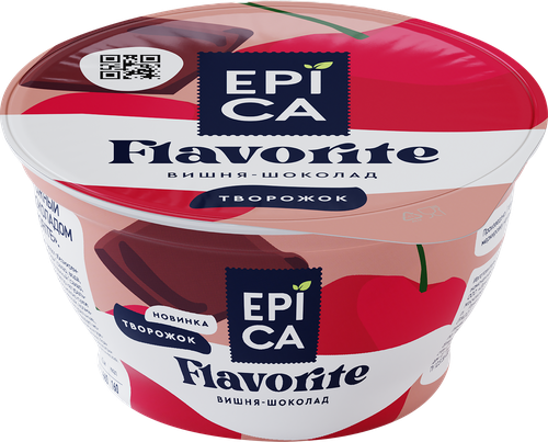 Десерт творожный EPICA Flavorite Вишня, шоколад 8,1%, без змж, 130г, изображение