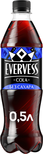 Напиток EVERVESS Cola Zero Sugar Кола без сахара газированный, 0.5л, крупный план