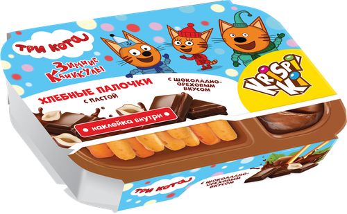 Хлебные палочки KRISPIKI с пастой с шоколадно-ореховым вкусом, с подарком, 35г, картинка