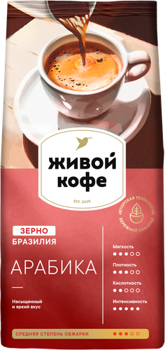 Кофе зерновой ЖИВОЙ КОФЕ Арабика, 200г, детальное фото