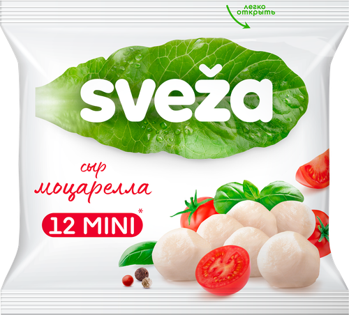 Сыр SVEZA Моцарелла мини 45%, без змж, масса сыра 100г, 250г, вид