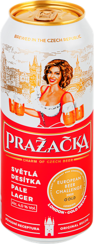 Пиво светлое PRAZACKA Пражечка классическое фильтрованное пастеризованное 4%, 0.5л, крупный план