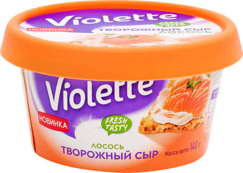 Сыр творожный КАРАТ Виолетта с лососем 70%, без змж, 140г, фотография