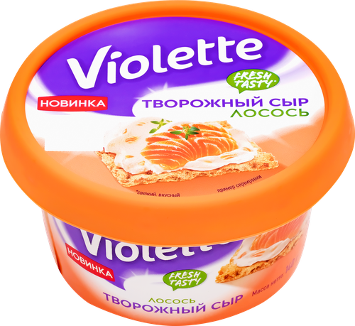 Сыр творожный КАРАТ Виолетта с лососем 70%, без змж, 140г, фотография