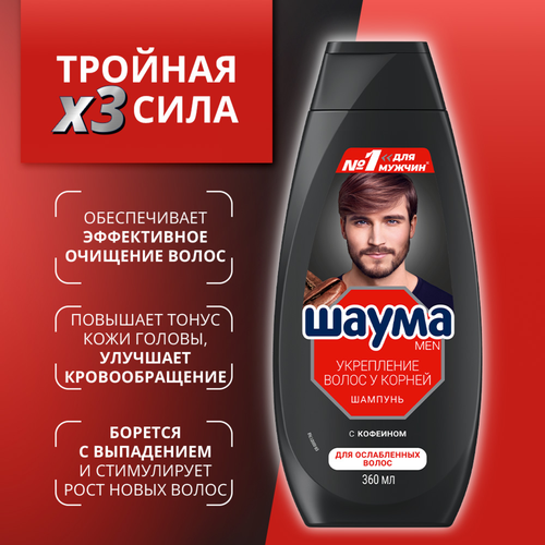 Шампунь для волос мужской ШАУМА Men Укрепление волос у корней, 360мл, изображение