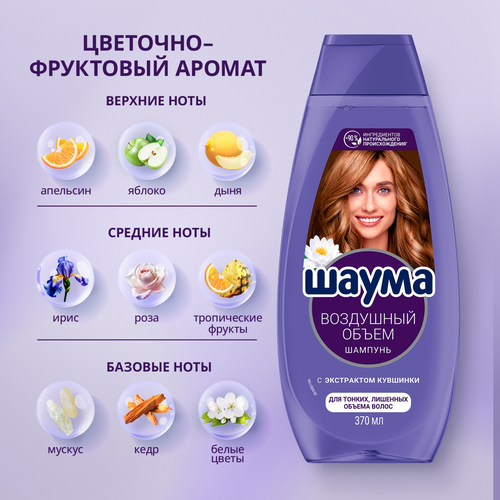 Шампунь для волос ШАУМА Воздушный объем, 370мл, крупный план