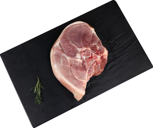 Окорок свиной на кости, на шкуре, весовой, фотография