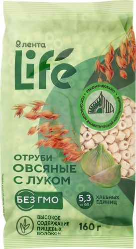 Отруби овсяные ЛЕНТА LIFE С луком, экструдированные, 160г, вид