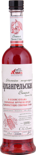 Настойка АРХАНГЕЛЬСКАЯ Северная Вишня ручного сбора 21%, полусладкая,  0.5л