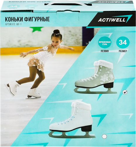 Коньки фигурные ACTIWELL р. 31, 32, 33, 34, 35, 36, белые, Арт. WF-1, вид