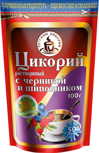 Цикорий растворимый РУССКИЙ ЦИКОРИЙ с добавлением шиповника и черники, 100г, картинка