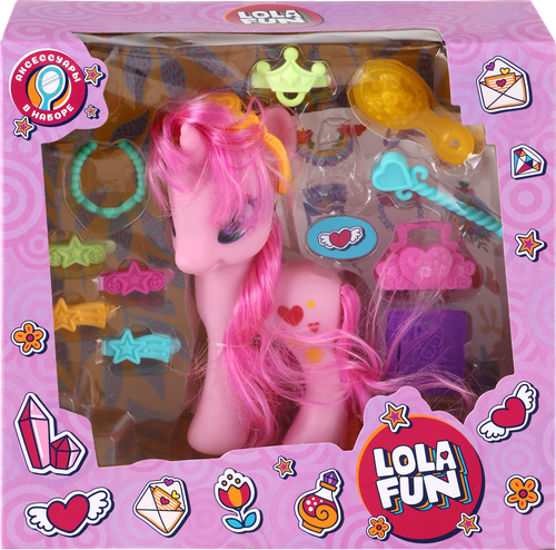 Набор игровой LOLA FUN Пони 14см, с аксессуарами, 13 предметов, Арт. 63811 C-D, детальное фото