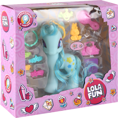 Набор игровой LOLA FUN Пони 14см, с аксессуарами, 13 предметов, Арт. 63811 C-D, картинка