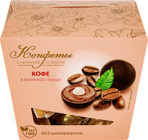 Конфеты Кофе в молочной глазури, 130г, детальное фото
