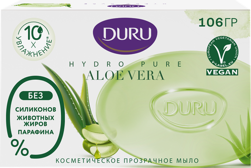 Мыло DURU CrystalL Hydro Pure Aloe Vera с алоэ вера, 106г, вид