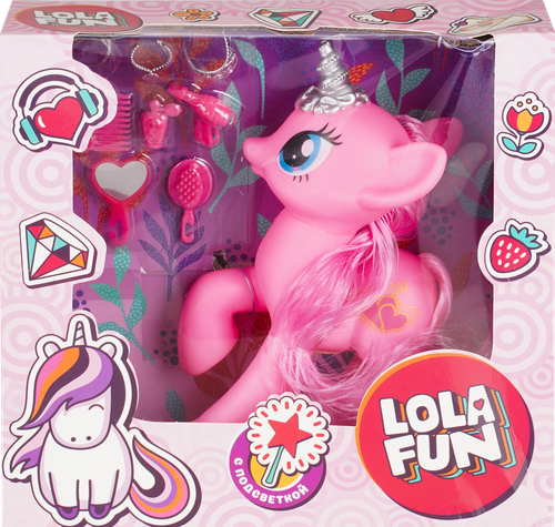 Набор игровой LOLA FUN Единорог с аксессуарами, со световыми и звуковыми эффектами, Арт. LM676184, крупный план