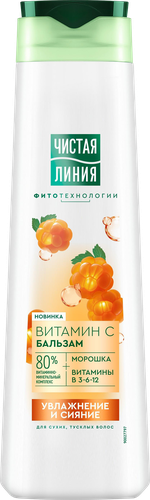 Бальзам-ополаскиватель для волос ЧИСТАЯ ЛИНИЯ с витамином С, 380мл, фото