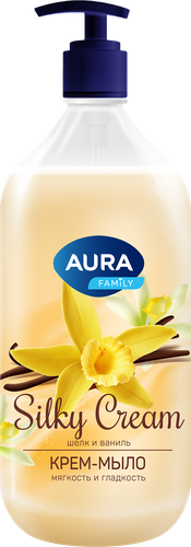 Крем-мыло AURA Silky Cream Шелк и ваниль, 1л, детальное фото