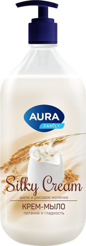 Крем-мыло AURA Silky Cream Шелк и рисовое молочко, 1л, вид