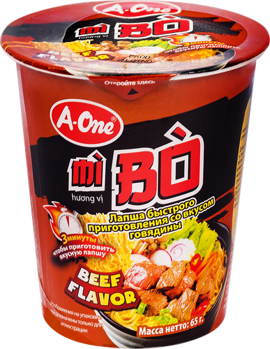 Лапша A-ONE со вкусом говядины, 65г, изображение