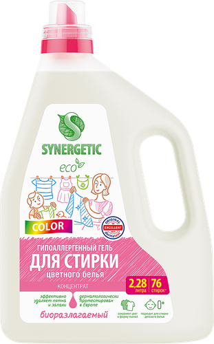 Гель для стирки SYNERGETIC Color биоразлагаемый концентрированный, 2,28л, фотография
