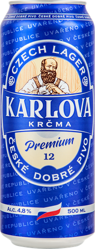 Пиво светлое KARLOVA KRCMA Premium фильтрованное пастеризованное 4,8%, 0.5л, крупный план