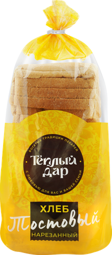 Хлеб ТЕПЛЫЙ ДАР Тостовый, в нарезке, 500г, картинка