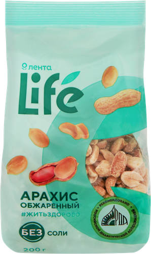 Арахис ЛЕНТА LIFE жареный без соли, 200г, фотография