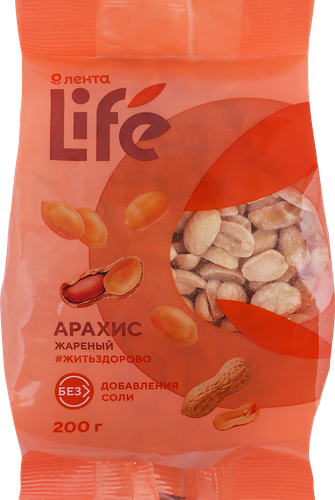 Арахис ЛЕНТА LIFE жареный без соли, 200г, фотография