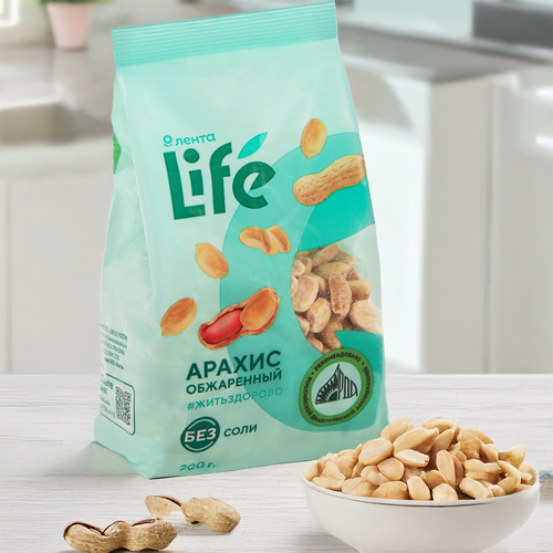 Арахис ЛЕНТА LIFE жареный без соли, 200г, фотография