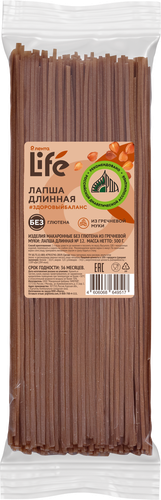 Макароны безглютеновые ЛЕНТА LIFE Лапша длинная, из гречневой муки, 300г, картинка
