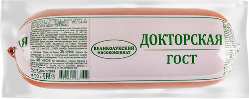 Колбаса вареная МК ВЕЛИКОЛУКСКИЙ Докторская ГОСТ, 400г, фотография