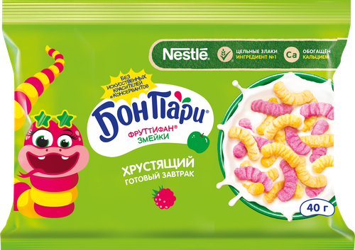 Готовый завтрак БОН ПАРИ Фруттифан Змейки, 40г, фотография
